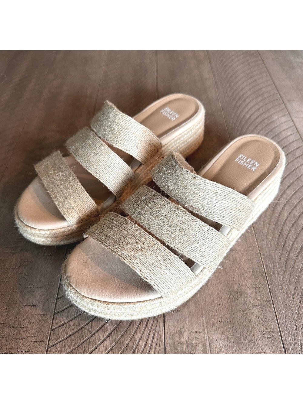 Eileen Fisher Mayla Jute Espadrille Sandals in Natural Tan Women’s size 9